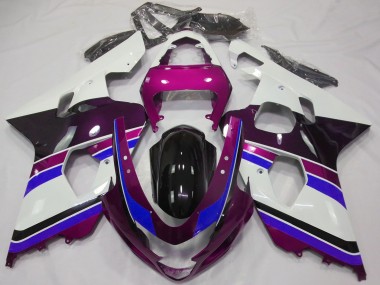 Meilleurs Carénages Moto Suzuki GSXR 600 / GSXR 750 2004-2005 - Blanc Rose Bleu Noir Brillant