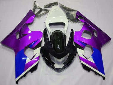 Meilleurs Carénages Moto Suzuki GSXR 600 / GSXR 750 2004-2005 - Blanc Violet Bleu Noir Brillant