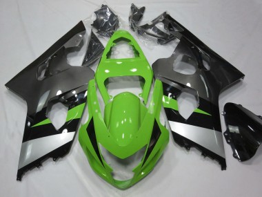 Meilleurs Carénage Moto Suzuki GSXR 600 / GSXR 750 2004-2005 - Vert Argent Noir Brillant