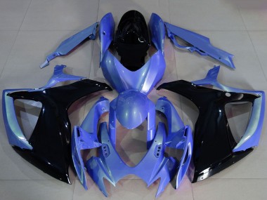 Meilleurs Carénages Moto Suzuki GSXR 600 / GSXR 750 2006-2007 - Bleu Clair Noir Brillant