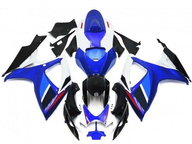 Carénages Moto Suzuki GSXR 600 / GSXR 750 2006-2007 - Bleu Blanc Rouge Noir Brillant OEM Style