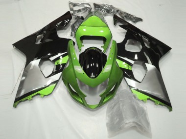 Meilleurs Carénages Moto Suzuki GSXR 600 / GSXR 750 2004-2005 - Vert Argent Noir Brillant