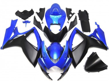 Meilleurs Carénages Moto Suzuki GSXR 600 / GSXR 750 2006-2007 - Bleu Noir Mat Personnalisé OEM Style