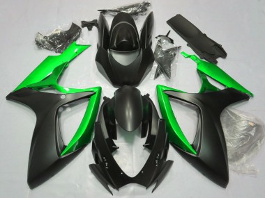Meilleurs Carénages Moto Suzuki GSXR 600 / GSXR 750 2006-2007 - Noir Mat Vert