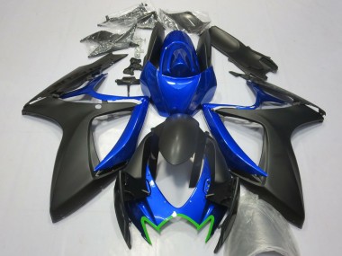 Meilleurs Carénages Moto Suzuki GSXR 600 / GSXR 750 2006-2007 - Bleu Noir Mat Vert OEM Style