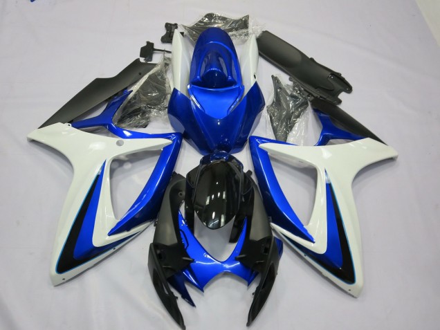 Carénages Moto Suzuki GSXR 600 / GSXR 750 2006-2007 - Blanc Bleu Noir Brillant OEM Style