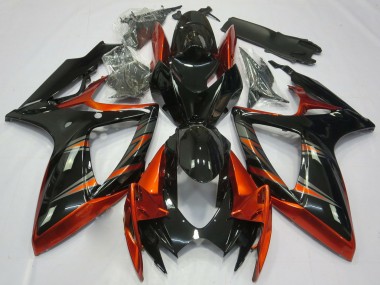 Meilleurs Carénages Moto Suzuki GSXR 600 / GSXR 750 2006-2007 - Orange Noir Brillant