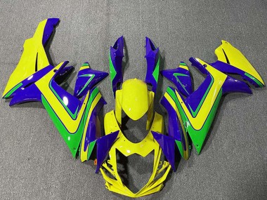 Meilleurs Carénages Moto Suzuki GSXR 600 / GSXR 750 2011-2024 - Bleu Jaune Vert