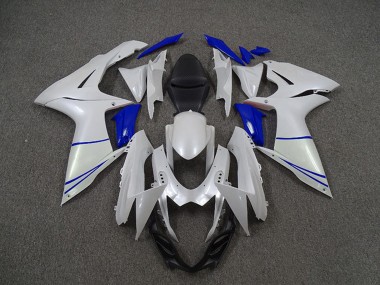 Meilleurs Carénages Moto Suzuki GSXR 600 / GSXR 750 2011-2024 - Blanc Bleu Perle Foncé