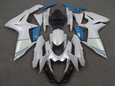 Meilleurs Carénages Moto Suzuki GSXR 600 / GSXR 750 2011-2024 - Blanc Bleu Perle Clair
