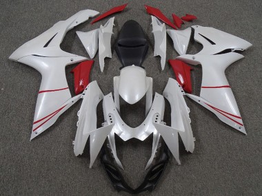 Meilleurs Carénages Moto Suzuki GSXR 600 / GSXR 750 2011-2024 - Blanc Perle Rouge