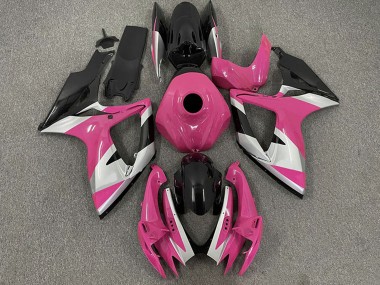 Meilleurs Carénages Moto Suzuki GSXR 600 / GSXR 750 2006-2007 - Rose Argent Noir Brillant