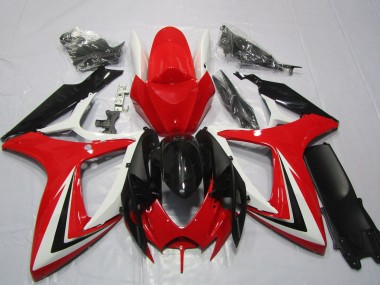 Meilleurs Carénages Moto Suzuki GSXR 600 / GSXR 750 2006-2007 - Blanc Rouge Noir Brillant Bande