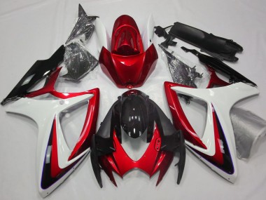 Meilleurs Carénages Moto Suzuki GSXR 600 / GSXR 750 2006-2007 - Blanc Rouge Noir Brillant