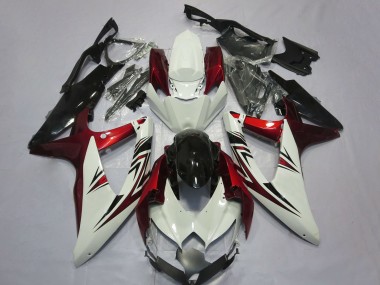 Meilleurs Carénages Moto Suzuki GSXR 600 / GSXR 750 2008-2010 - Blanc Rouge Noir Brillant