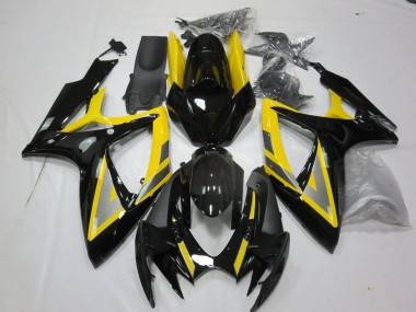 Meilleurs Carénages Moto Suzuki GSXR 600 / GSXR 750 2006-2007 - Jaune Argent Noir Brillant
