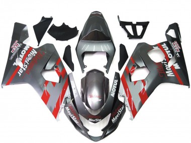 Meilleurs Carénages Moto Suzuki GSXR 600 / GSXR 750 2004-2005 - Argent Rouge MoviStar