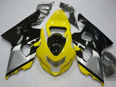 Meilleurs Carénages Moto Suzuki GSXR 600 / GSXR 750 2004-2005 - Jaune Argent Noir OEM Style