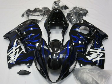Meilleurs Carénages Moto Suzuki GSXR 1300 1996-2007 - Noir Brillant Bleu Flamme