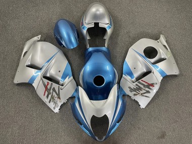 Meilleurs Carénages Moto Suzuki GSXR 1300 1996-2007 - Bleu Brillant Clair Argent