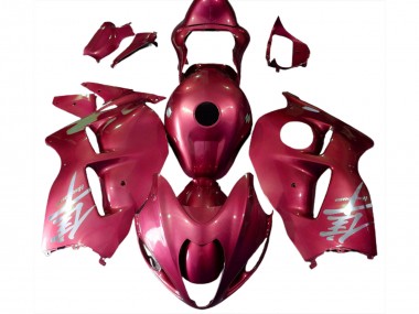 Meilleurs Carénages Moto Suzuki GSXR 1300 1996-2007 - Rouge Brillant Argent Logo