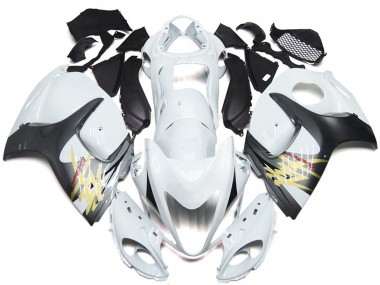 Meilleurs Carénages Moto Suzuki GSXR 1300 2008-2020 - Blanc Brillant Argent Style