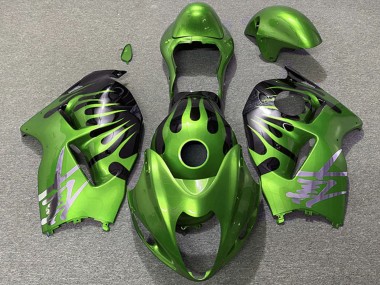 Meilleurs Carénages Moto Suzuki GSXR 1300 1996-2007 - Vert Noir Flamme