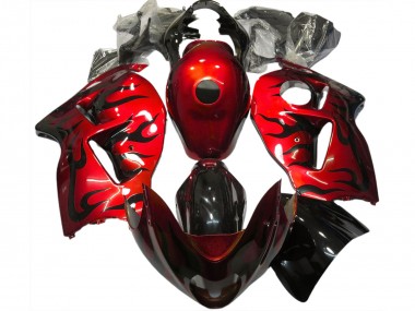 Meilleurs Carénages Moto Suzuki GSXR 1300 1996-2007 - Rouge Noir Flamme