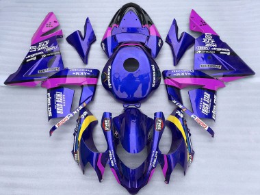 Meilleurs Carénages Moto Kawasaki ZX10R 2004-2005 - Bleu Rose Trick Star