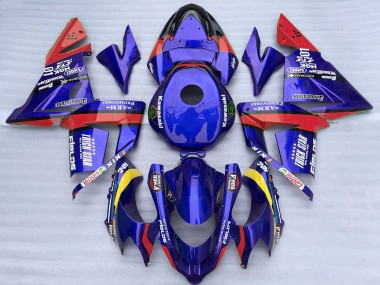 Meilleurs Carénages Moto Kawasaki ZX10R 2004-2005 - Bleu Rouge Trick Star