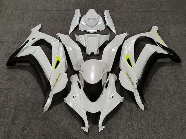 Carénages Moto Kawasaki ZX10R 2016-2020 - Blanc Jaune Perle Noir Mat