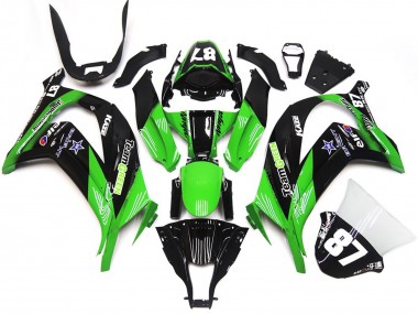 Meilleurs Carénages Moto Kawasaki ZX10R 2016-2020 - Vert Noir Brillant Team Vert Étoile 87