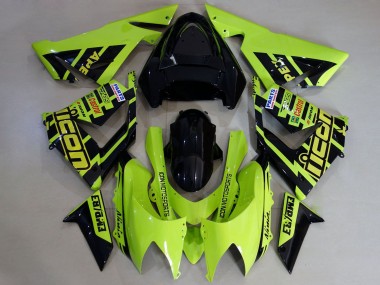 Meilleurs Carénages Moto Kawasaki ZX10R 2004-2005 - Haute Visibilité Jaune Noir