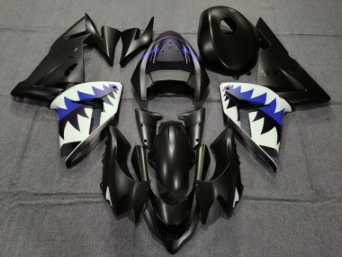 Meilleurs Carénages Moto Kawasaki ZX10R 2004-2005 - Noir Mat Bleu Foncé Requin