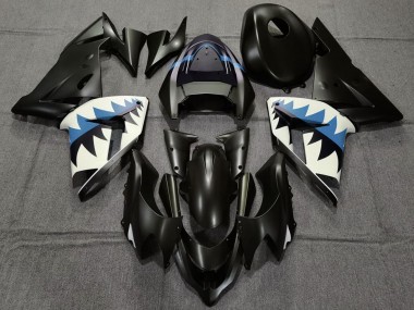Meilleurs Carénages Moto Kawasaki ZX10R 2004-2005 - Noir Mat Bleu Clair Requin