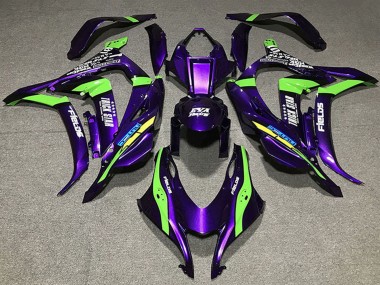 Meilleurs Carénages Moto Kawasaki ZX10R 2016-2020 - Violet Vert Blanc Trick Star EVA Courses