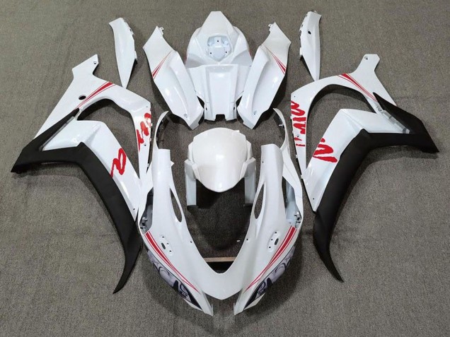 Carénages Moto Kawasaki ZX10R 2016-2020 - Blanc Perle Noir Rouge