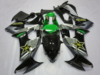 Meilleurs Carénages Moto Kawasaki ZX10R 2008-2010 - Gris Vert Noir Rockstar