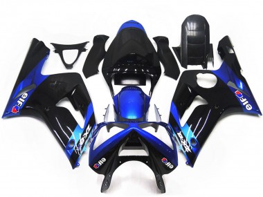 Meilleurs Carénages Moto Kawasaki ZX6R 2003-2004 - Bleu Noir Brillant Elf