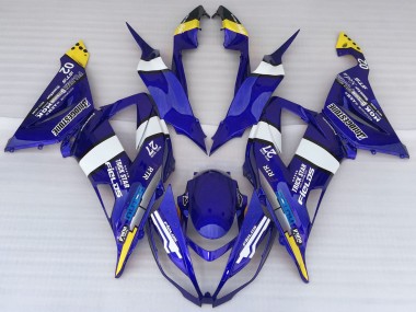 Meilleurs Carénages Moto Kawasaki ZX6R 2013-2018 - Bleu Blanc Jaune Trick Star Bridgestone