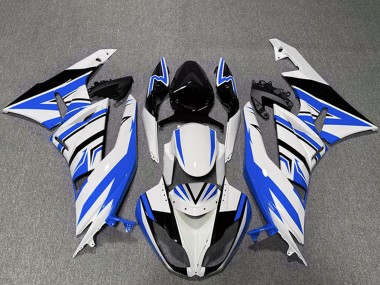 Meilleurs Carénages Moto Kawasaki ZX6R 2009-2012 - Blanc Bleu Noir Zag