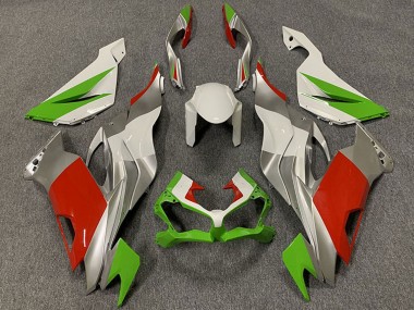 Meilleurs Carénages Moto Kawasaki ZX6R 2019-2022 - Blanc Argent Vert Rouge