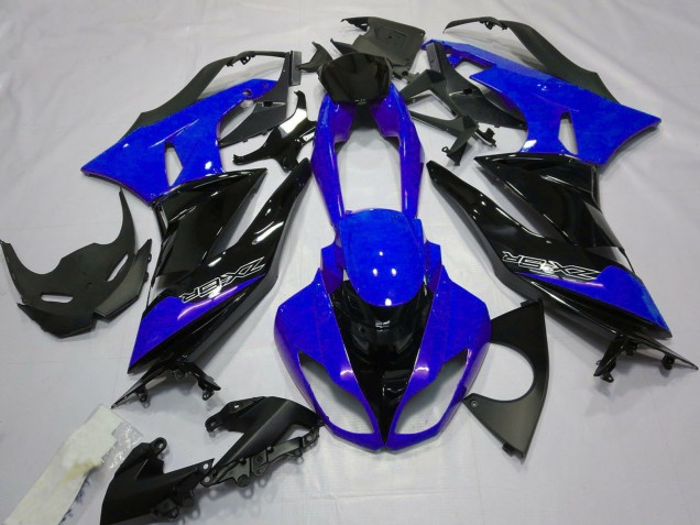 Carénages Moto Kawasaki ZX6R 2009-2012 - Bleu Noir Brillant