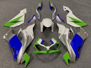 Meilleurs Carénages Moto Kawasaki ZX6R 2019-2022 - Blanc Argent Vert Bleu
