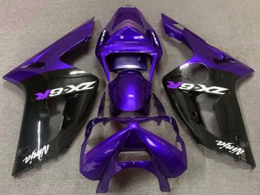 Meilleurs Carénages Moto Kawasaki ZX6R 2003-2004 - Violet Noir Brillant