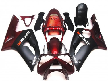 Meilleurs Carénages Moto Kawasaki ZX6R 2003-2004 - Rouge Marron Noir Mat