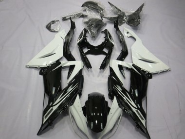 Meilleurs Carénages Moto Kawasaki ZX6R 2013-2018 - Blanc Noir Brillant