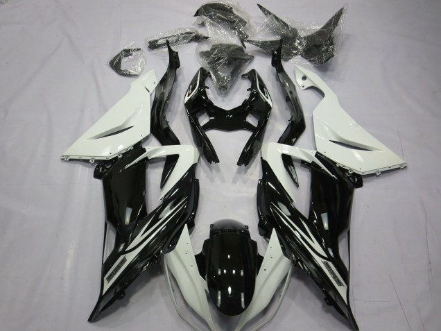 Carénages Moto Kawasaki ZX6R 2013-2018 - Blanc Noir Brillant