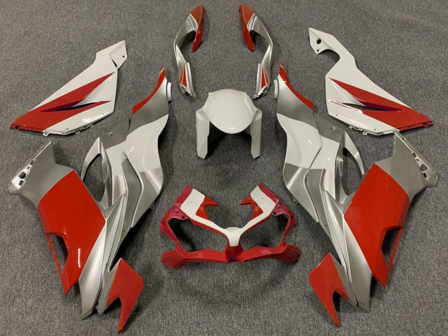 Carénages Moto Kawasaki ZX6R 2019-2022 - Blanc Argent Rouge