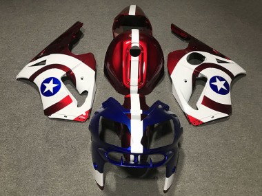 Meilleurs Carénages Moto Kawasaki ZX12R 2002-2006 - Rouge Bleu Blanc Étoile Captain America
